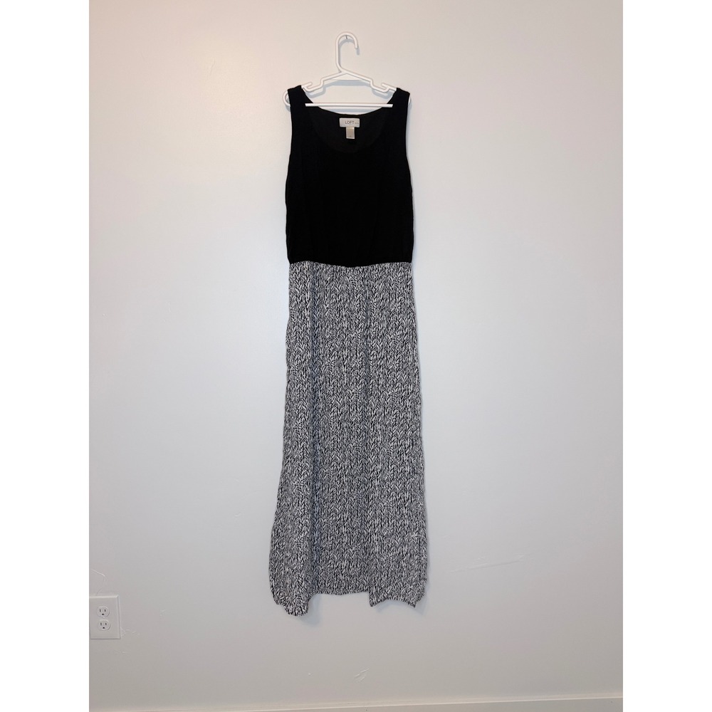Loft Petite Sleeveless Maxi Dress Black White Patterned Small P